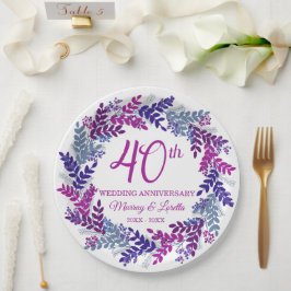 Elegantes rosa Kraut 40-jähriges Party Pappteller