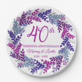 Elegantes rosa Kraut 40-jähriges Party Pappteller (Vorderseite)