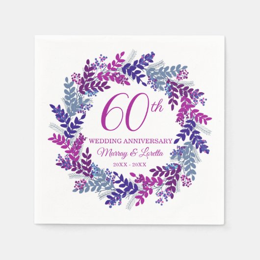 Elegantes Rosa Kraut 60-jähriges Party Napkins Serviette (Vorderseite)