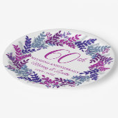 Elegantes rosa Kraut 60-jähriges Party Pappteller (Schrägansicht)