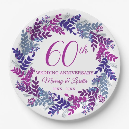 Elegantes rosa Kraut 60-jähriges Party Pappteller (Vorderseite)