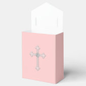 Elegantes rosa Kreuz Erste Kommune Geschenkschachtel (Geöffnet)