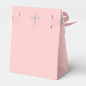 Elegantes rosa Kreuz Erste Kommune Geschenkschachtel (Rückseite)