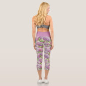 Elegantes rosa Lavender Hydrangea Blumenmuster Capri Leggings (Rückseite)