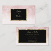 Elegantes rosa Leaf Gold Rahmen Haar und Schönheit Visitenkarte (Vorne/Hinten)