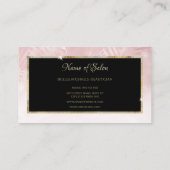 Elegantes rosa Leaf Gold Rahmen Haar und Schönheit Visitenkarte (Rückseite)