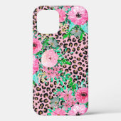 Elegantes rosa Leopard Print und Blumendesign Case-Mate iPhone Hülle (Rückseite)