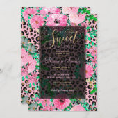 Elegantes rosa Leopard Print und Blumendesign Einladung (Vorne/Hinten)
