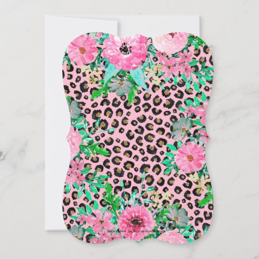 Elegantes rosa Leopard Print und Blumendesign Einladung (Rückseite)