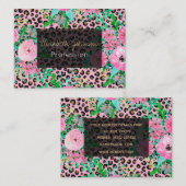 Elegantes rosa Leopard Print und Blumendesign Visitenkarte (Vorne/Hinten)