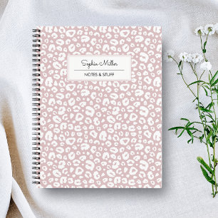 Elegantes rosa Leoparden-Skin-Muster Monogramm Notizblock