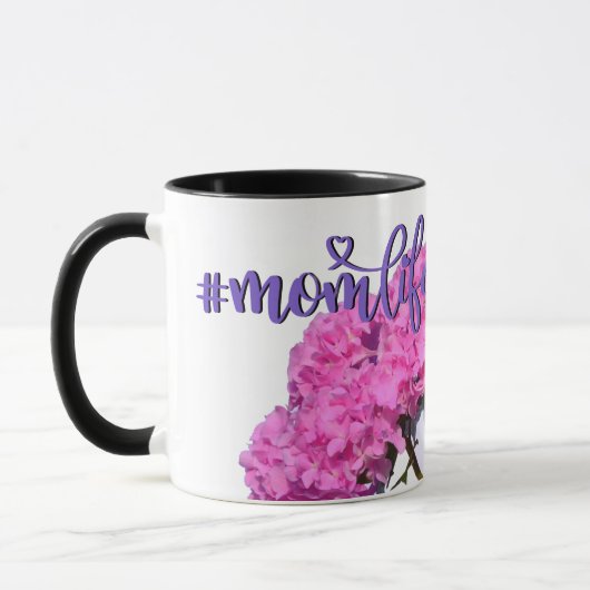 Elegantes Rosa, lila blaue Blütenpracht Tasse (Links)