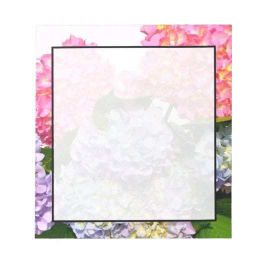 Elegantes rosa, lila blaues Blumengestein Hydrange Notizblock (Vorderseite)