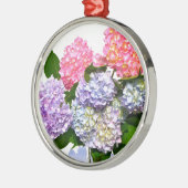 Elegantes rosa lila-blaues Blumengestein Hydrangea Silbernes Ornament (Links)