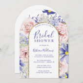 Elegantes Rosa Lila Blumenmoor Brautparty Einladung (Vorne/Hinten)