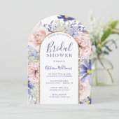 Elegantes Rosa Lila Blumenmoor Brautparty Einladung (Stehend Vorderseite)