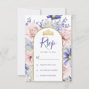 Elegantes Rosa Lila Flora Quinceñera RSVP Karte
