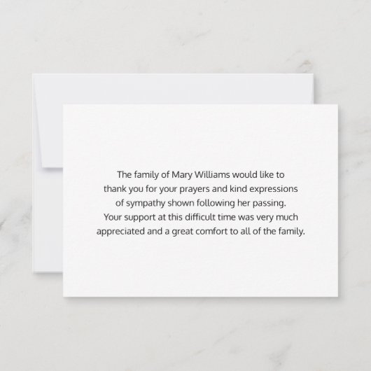 Elegantes rosa Lila florales Beileid Vielen Dank Dankeskarte (Rückseite)