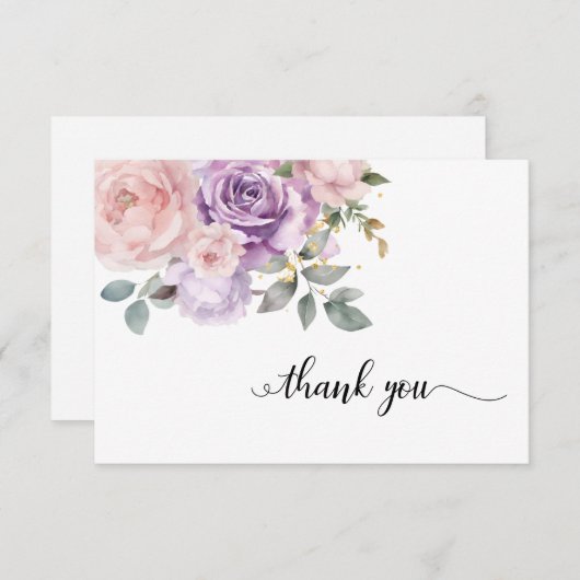 Elegantes rosa Lila florales Beileid Vielen Dank Dankeskarte (Vorne/Hinten)