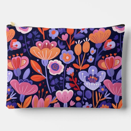 Elegantes rosa lila Folkloremuster Zubehörtasche (Vorderseite)