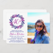 Elegantes Rosa Lila Kraut 40. Geburtstag Party Einladung (Vorne/Hinten)