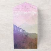 Elegantes, rosa Lila Mountain Resort Hochzeit All In One Einladung (Außenbereich)