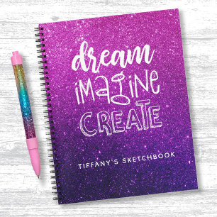 Elegantes rosa Lila Ombre Glitzer Sketchbook Notizblock