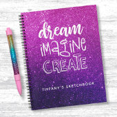 Elegantes rosa Lila Ombre Glitzer Sketchbook Notizblock