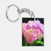 Elegantes rosa lila orangefarbenes Hydrangeas Schlüsselanhänger (Vorderseite links)