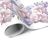 Elegantes rosa Lila Peony Wrapping Paper Geschenkpapier (Rolleneckpunkt)
