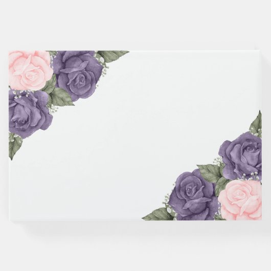 Elegantes Rosa Lila Silberes Gedenkfest Gästebuch (Rückseite)