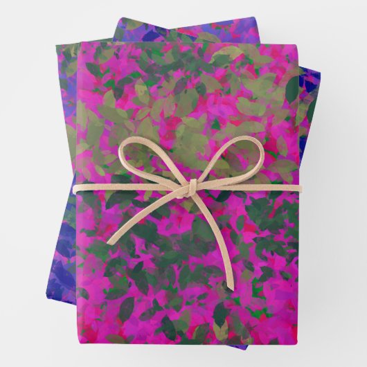 Elegantes Rosa Lila und Blau Florals Geschenkpapier Set (Beispiel)