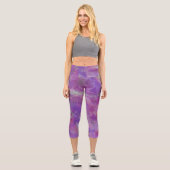 Elegantes rosa, Lila und silberfarbenes Marmormust Capri Leggings (Vorderseite)