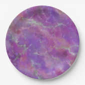 Elegantes rosa, lila und silbernes Marmormuster Pappteller (Vorderseite)