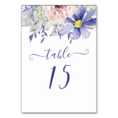 Elegantes Rosa Lila. Wasserfarbene Blumenhochzeit Tischnummer (Rückseite)
