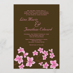 Elegantes rosa Lilien-Hochzeits-Einladungs-12x18 Einladung