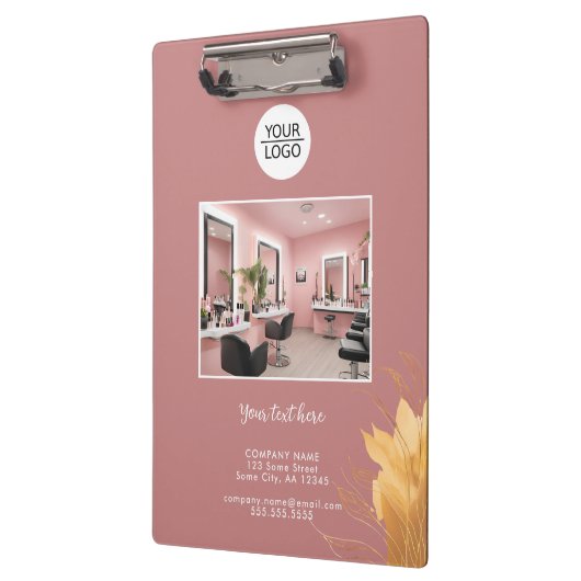 Elegantes, rosa Logo hinzufügen Benutzerdefinierte Klemmbrett (Links)