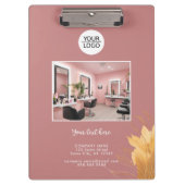Elegantes, rosa Logo hinzufügen Benutzerdefinierte Klemmbrett (Vorderseite)