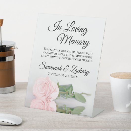 Elegantes Rosa-Lose Gedächtnis Hochzeit Sockelschild (In SItu)