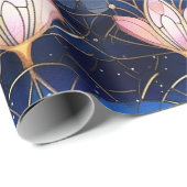 Elegantes rosa Lotus-Imitate Gestaltete Glasmuster Geschenkpapier (Rolleneckpunkt)