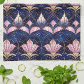 Elegantes rosa Lotus-Imitate Gestaltete Glasmuster Geschirrtuch (Gefaltet)