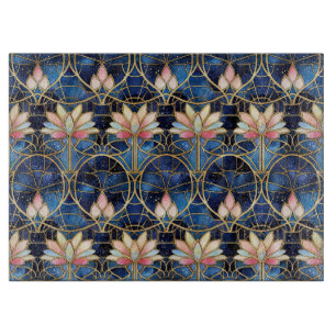 Elegantes rosa Lotus-Unechtes-Buntglas-Muster Schneidebrett