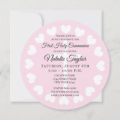 Elegantes rosa Mädchenmädchen, erste heilige Gemei Einladung (Rückseite)