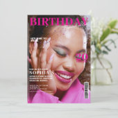 Elegantes rosa Magazin über 30. Geburtstag Einladung (Stehend Vorderseite)