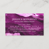 Elegantes rosa Magenta Agate Glitzer Script Monogr Visitenkarte (Rückseite)