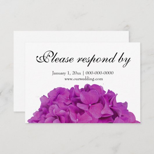 Elegantes rosa Magenta Blumendörfchen Hydrangeas R Save The Date (Vorne/Hinten)