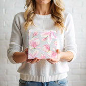 Elegantes rosa Magnolia Blume Muster Wasserfarbe Geschenkpapier