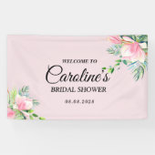 Elegantes rosa Magnolia Brautparty Banner (Horizontal)