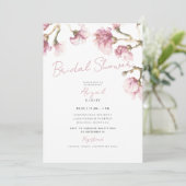 Elegantes rosa Magnolia Brautparty Einladung (Stehend Vorderseite)