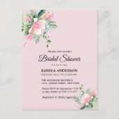 Elegantes rosa Magnolia Brautparty Feiertagspostkarte (Vorderseite)